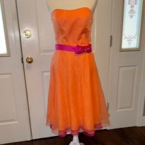Alfred Angelo Orange Strapless A-Line Prom Dress